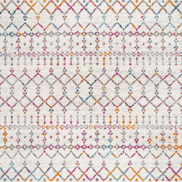 Moroccan Hype Boho Vintage Diamond Area Rug Ivory/Multi